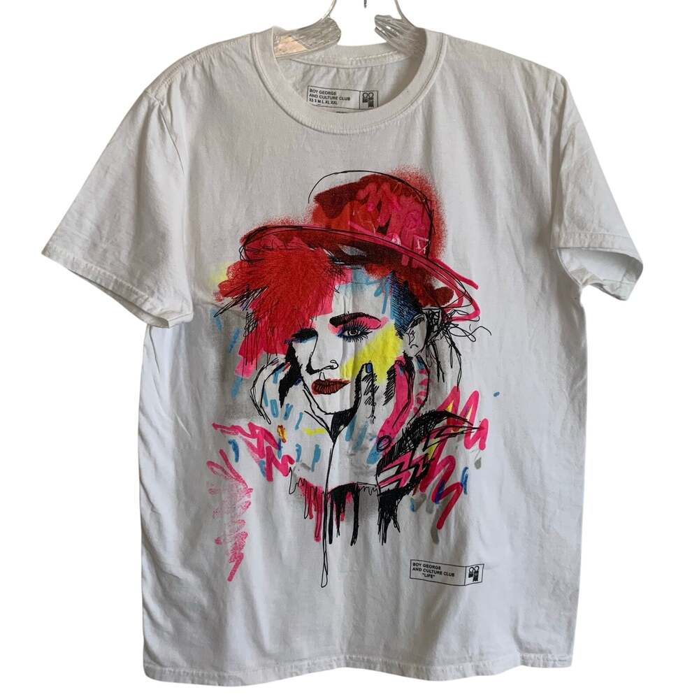 Boy George Culture Club Unisex Medium Drawn Portrait Tee Shirt Cotton Rock Off